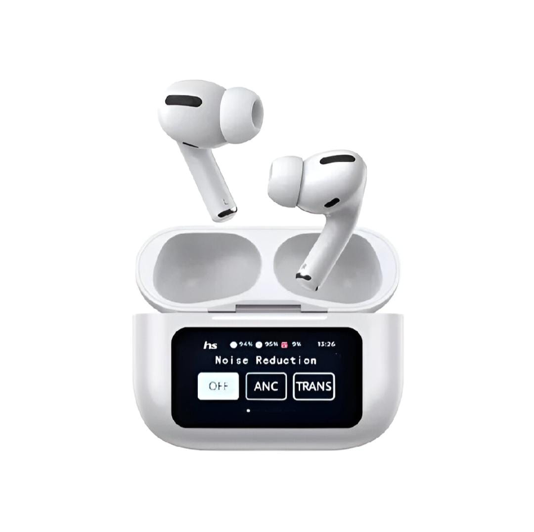 A9 Pro Touch Screen Airpods Pro - ANC Wireless Earbuds With Bluetooth 5.0, LCD Display, Super Bass And Pop-Up Feature